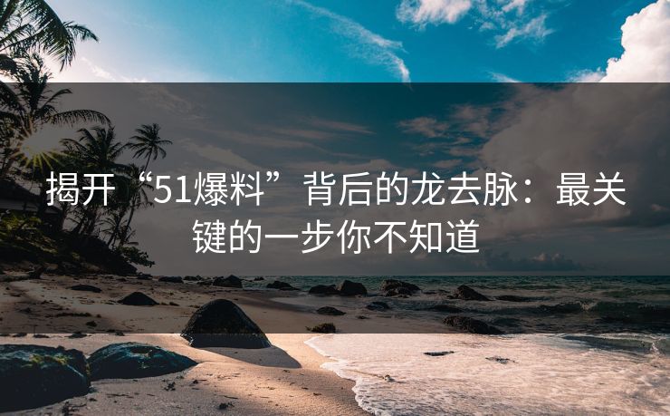 揭开“51爆料”背后的龙去脉:最关键的一步你不知道 揭开“51爆料”背后的龙去脉:最关键的一步你不知道