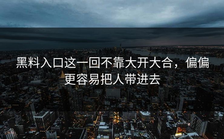 黑料入口这一回不靠大开大合，偏偏更容易把人带进去