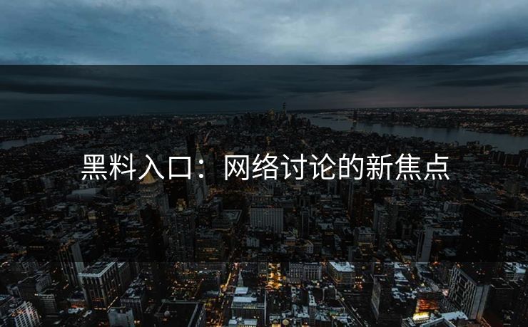 黑料入口：网络讨论的新焦点