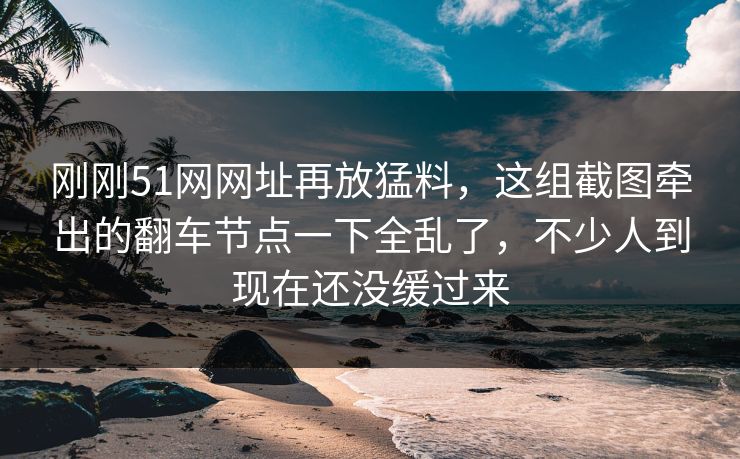 刚刚51网网址再放猛料，这组截图牵出的翻车节点一下全乱了，不少人到现在还没缓过来